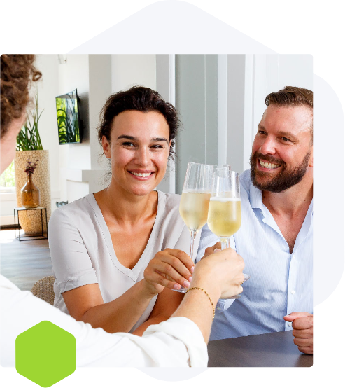 Drinking Champagne to celebrate a sale